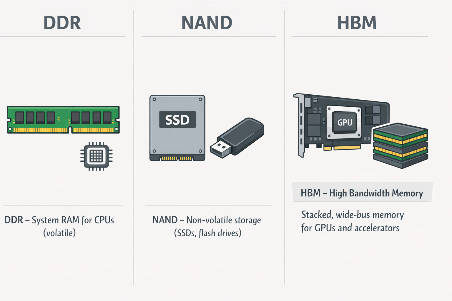 HBM stacked memory illustration